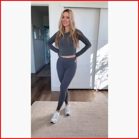 High Waist Workout Leggings with Drawstring, 25" Inseam, 4-Way Stretch - Picture 7 of 7